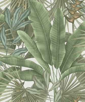 Galerie Welcome Home Green Tropical Leaves A4 Wallpaper Sample from B&Q