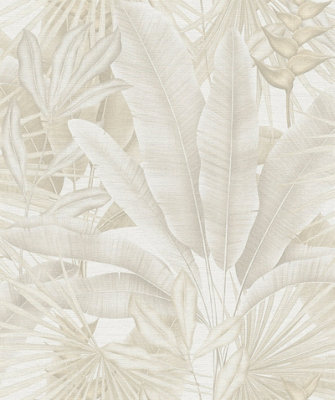 Galerie Welcome Home Beige Tropical Leaves A4 Wallpaper Sample from B&Q