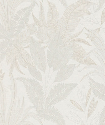 Galerie Welcome Home Beige Botanical Leaves A4 Wallpaper Sample from B&Q