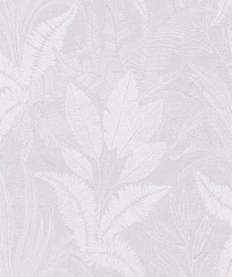 Galerie Welcome Home Purple Lilac Botanical Leaves A4 Wallpaper Sample from B&Q