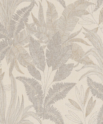 Galerie Welcome Home Bronze Brown Botanical Leaves A4 Wallpaper Sample from B&Q