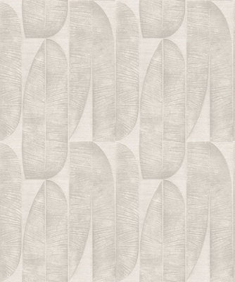 Galerie Welcome Home Beige Geometric Leaf A4 Wallpaper Sample from B&Q