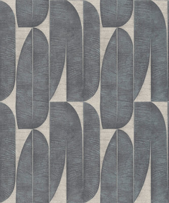 Galerie Welcome Home Black Geometric Leaf A4 Wallpaper Sample from B&Q