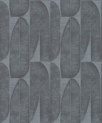 Galerie Welcome Home Black Geometric Leaf A4 Wallpaper Sample from B&Q