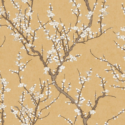 Galerie Spring Blossom Yellow A4 Wallpaper Sample from B&Q