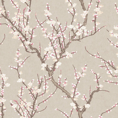 B&Q -  Spring Blossom Bronze Brown A4 Wallpaper Sample