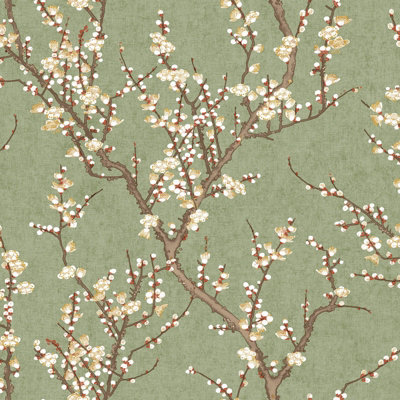 Galerie Spring Blossom Green A4 Wallpaper Sample from B&Q