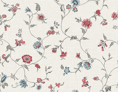 Galerie Red Florale Trail A4 Wallpaper Sample from B&Q