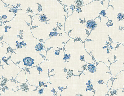 Galerie Blue Florale A4 Wallpaper Sample from B&Q