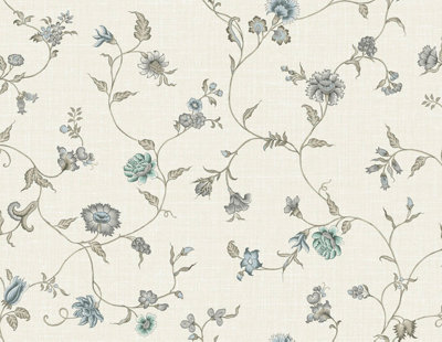 Galerie Blue Florale A4 Wallpaper Sample from B&Q