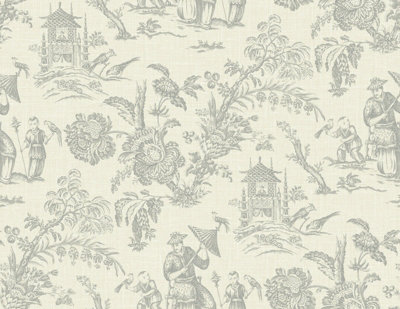 Galerie Silver Grey Chinois A4 Wallpaper Sample from B&Q