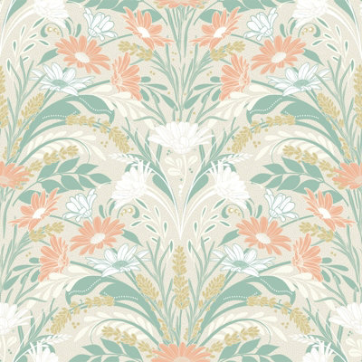 Galerie Sommarang 2 Yellow/white Varmdo Floral A4 Wallpaper Sample from B&Q