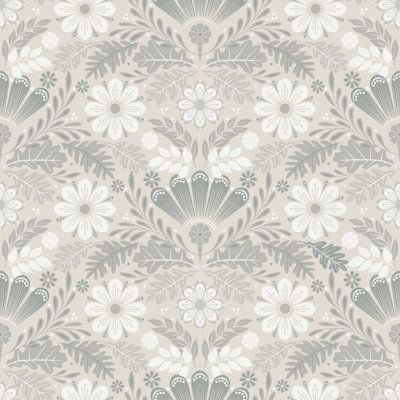 Galerie Sommarang 2 Greige Klockrike Floral A4 Wallpaper Sample from B&Q