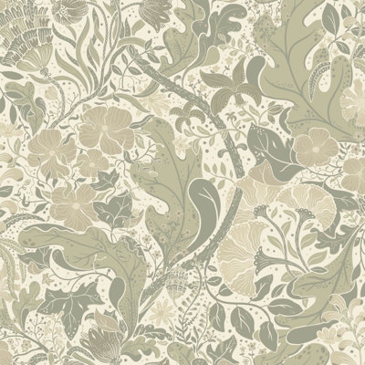 Galerie Sommarang 2 Cream Elise Floral A4 Wallpaper Sample from B&Q