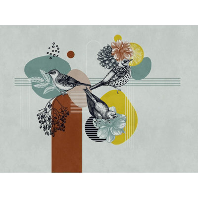 Galerie Welcome Home Grey Modern Birds And Blooms A4 Sample from B&Q