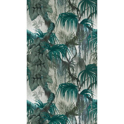 Galerie Welcome Home Blue Jungle Foliage With Layered Palms And Vines A4 Sample from B&Q