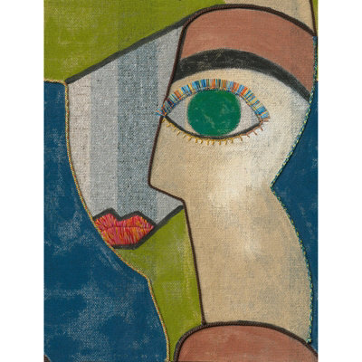 Galerie Welcome Home Blue Abstract Face Expression A4 Sample from B&Q