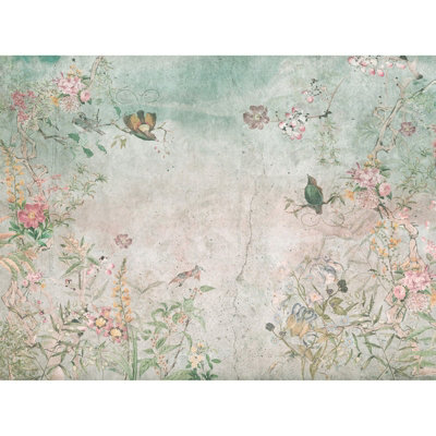 Galerie Welcome Home Multi-Coloured Vintage Garden With Birds And Blossoms A4 Sample from B&Q