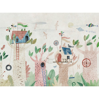 Galerie Welcome Home Beige Whimsical Tree House Adventure A4 Sample from B&Q