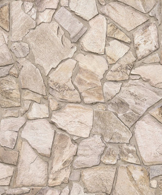 Galerie Beige Claystone Cottage Motif A4 Wallpaper Sample from B&Q
