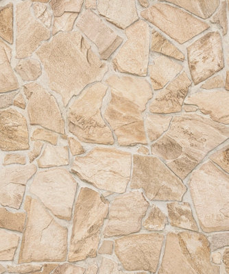 Galerie Beige Claystone Cottage Motif A4 Wallpaper Sample from B&Q