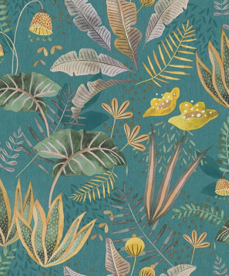Galerie Flourish Blue Floral A4 Wallpaper Sample Fl61123 from B&Q