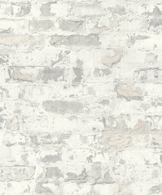 Galerie Silver Grey Industrial Chic Motif A4 Wallpaper Sample from B&Q