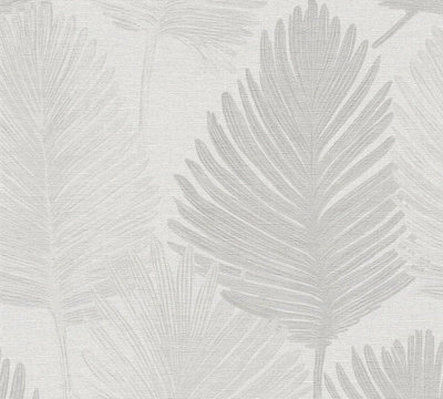 Galerie Horizon Grey Palm Leaf A4 Wallpaper Sample from B&Q