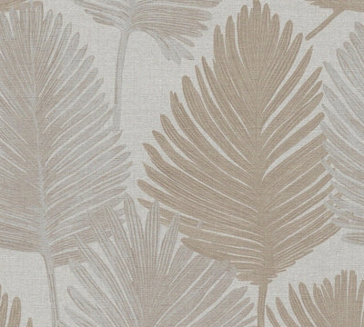 Galerie Horizon Beige Palm Leaf A4 Wallpaper Sample from B&Q