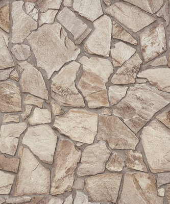 Galerie Beige Claystone Cottage Motif A4 Wallpaper Sample from B&Q
