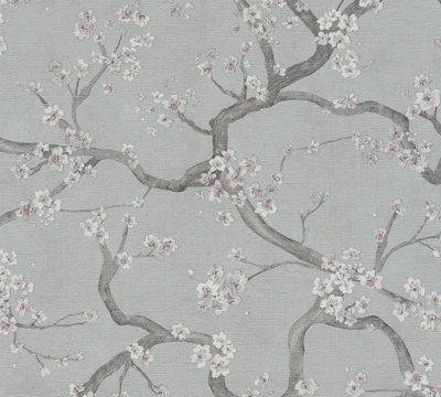 Galerie Horizon Grey Cherry Blossom A4 Wallpaper Sample from B&Q