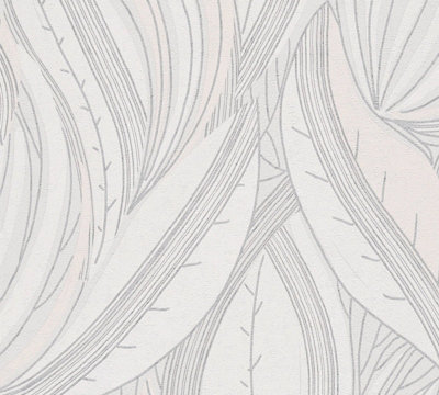 Galerie Horizon White Flowing Leaf A4 Wallpaper Sample from B&Q