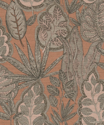 Galerie Flourish Orange Tree Leaf A4 Wallpaper Sample Fl61112 from B&Q