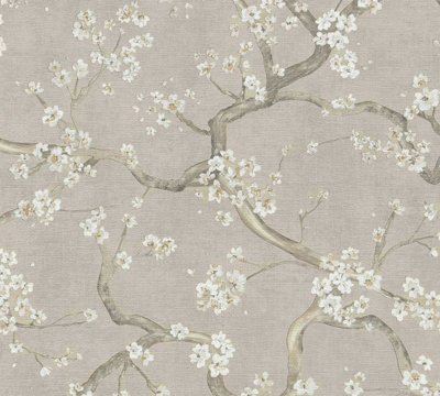 Galerie Horizon Beige Cherry Blossom A4 Wallpaper Sample from B&Q