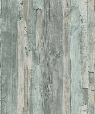 Galerie Green Drift Wood Effect Motif A4 Wallpaper Sample from B&Q