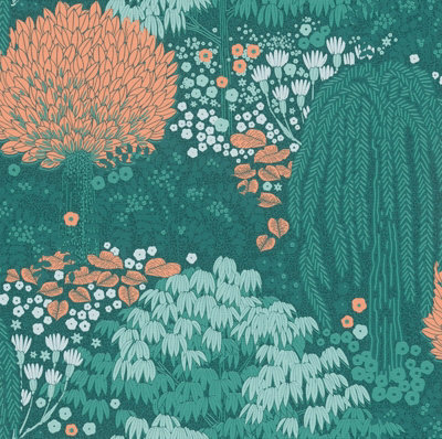 Galerie Flourish Green Floral A4 Wallpaper Sample Fl61132 from B&Q