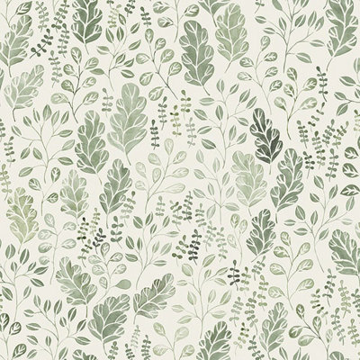 Galerie Morgongava Green Leaf Motif A4 Wallpaper Sample from B&Q