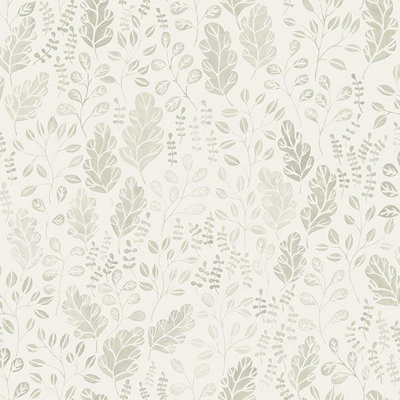 Galerie Morgongava Beige Leaf Motif A4 Wallpaper Sample from B&Q
