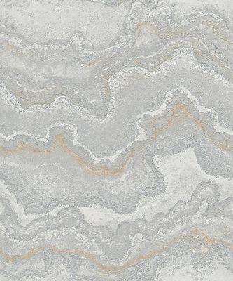 Galerie Welcome Home Silver Grey Water Marble A4 Wallpaper Sample from B&Q