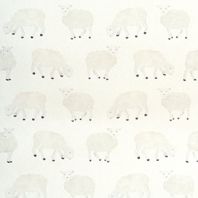 Galerie Great Kids White Smooth Glitter Sweet Sheep A4 Wallpaper Sample from B&Q