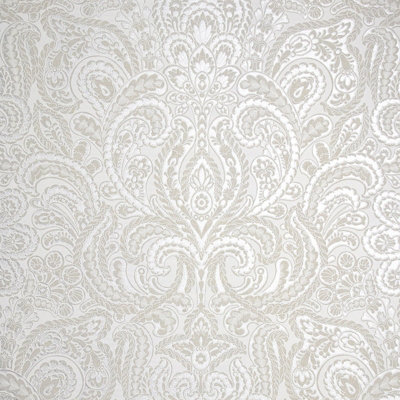 Galerie Adonea Ares Antique White Metallic Damask 3D Embossed A4 Wallpaper Sample from B&Q