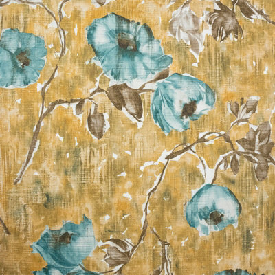 Galerie Julie Feels Home Gold Large Petunia Shimmery Flowers A4 Wallpaper Sample from B&Q