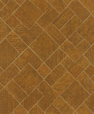 Galerie Odyssey Gold Wood Mosaic Design A4 Wallpaper Sample from B&Q