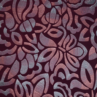 Galerie Pepper Lana Red Flocked Fabric Brussels Floral Lace A4 Wallpaper Sample from B&Q