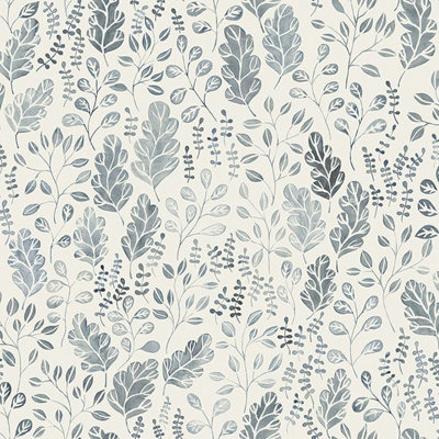 Galerie Morgongava Blue Leaf Motif A4 Wallpaper Sample from B&Q