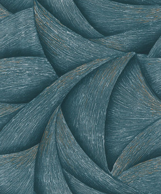 Galerie Odyssey Blue Silver Wave Pattern A4 Wallpaper Sample from B&Q