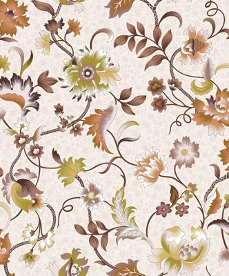 Galerie Heritage Bronze Brown Floral Motif A4 Wallpaper Sample from B&Q