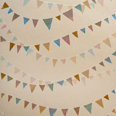Galerie Great Kids Beige Smooth Glitter Garland A4 Wallpaper Sample from B&Q