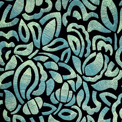 Galerie Pepper Lana Navy Flocked Fabric Brussels Floral Lace A4 Wallpaper Sample from B&Q