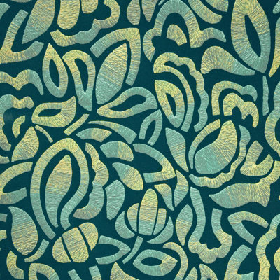 Galerie Pepper Lana Green Flocked Fabric Brussels Floral Lace A4 Wallpaper Sample from B&Q